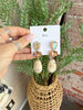 Teardrop & Geo Oval Stone Earrings