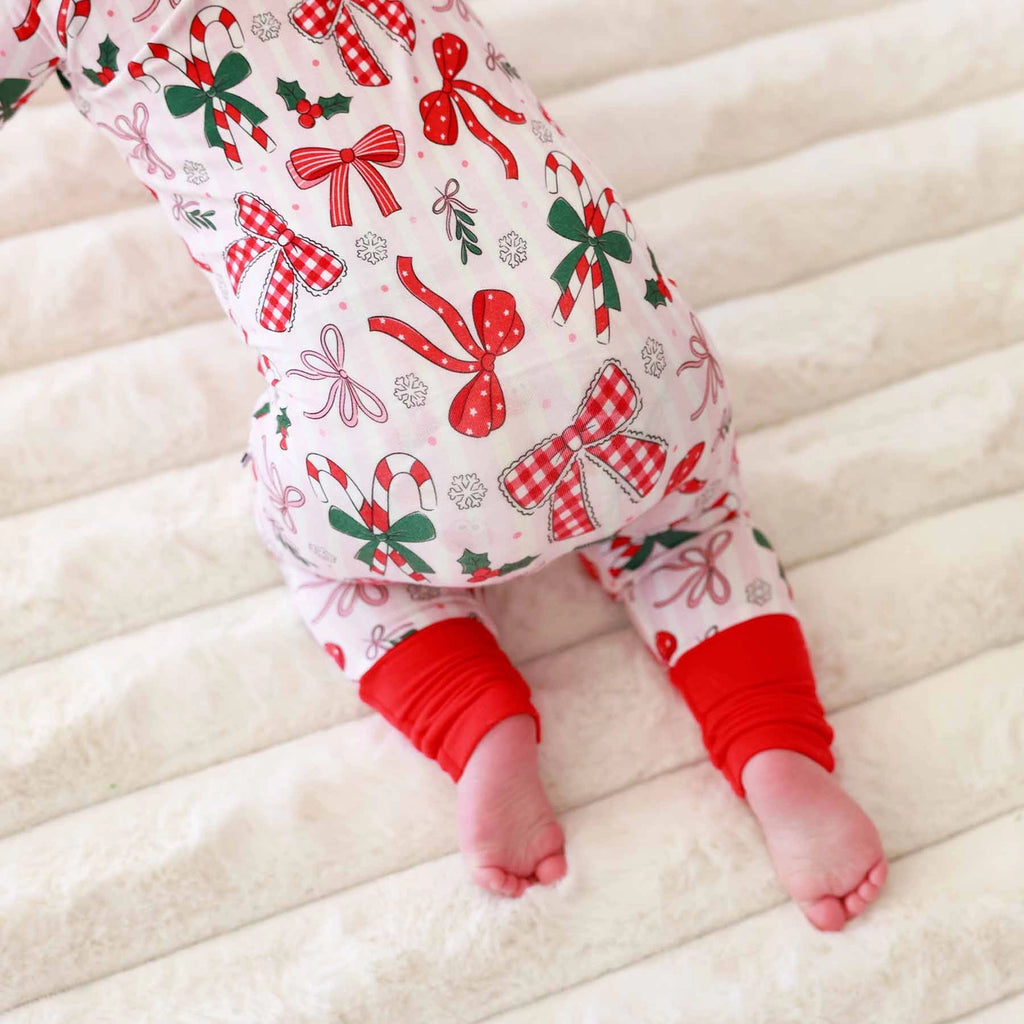 Caden Lane Holiday Bow Convertible Zipper Sleepers