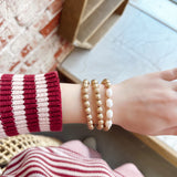 Stack 'Em Bracelets in Large Gold Textured & Pearl- Set of 4