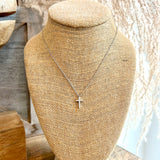 Pave CZ Cross Pendant Necklace