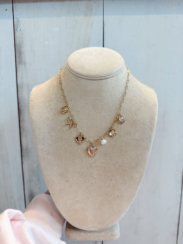 Pearl & Rondelle Beaded Necklace in Peach