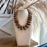 Marble Pebble Bead Necklace - Taupe