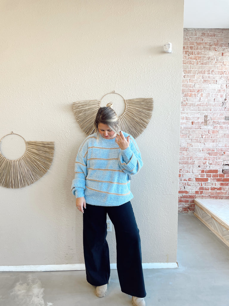 Pop of Metallic Stripe Sweater