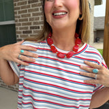 Chunk Beaded Necklace- Red
