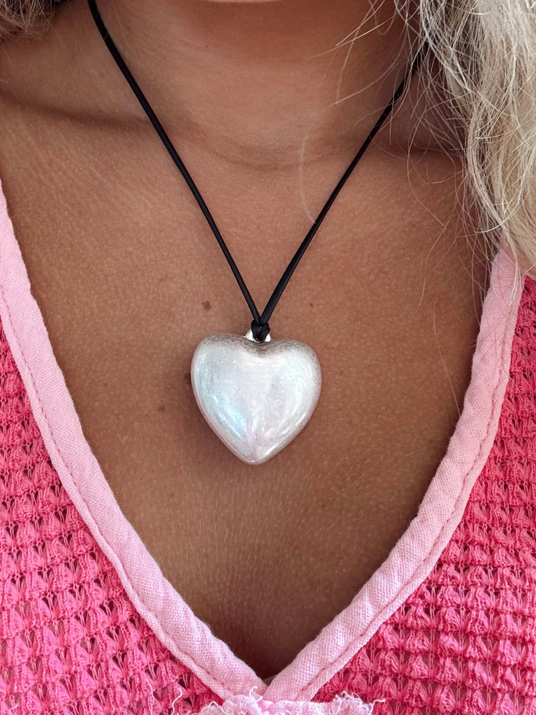 Brandy Large Silver Heart Necklace