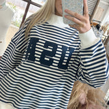 USA Crewneck in Navy Stripes