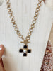 Chunk Pearl Cross Necklace in Black