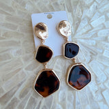 Tortoise Geometric Shape Long Earrings