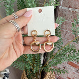 Double Horsebit Earrings in Gold