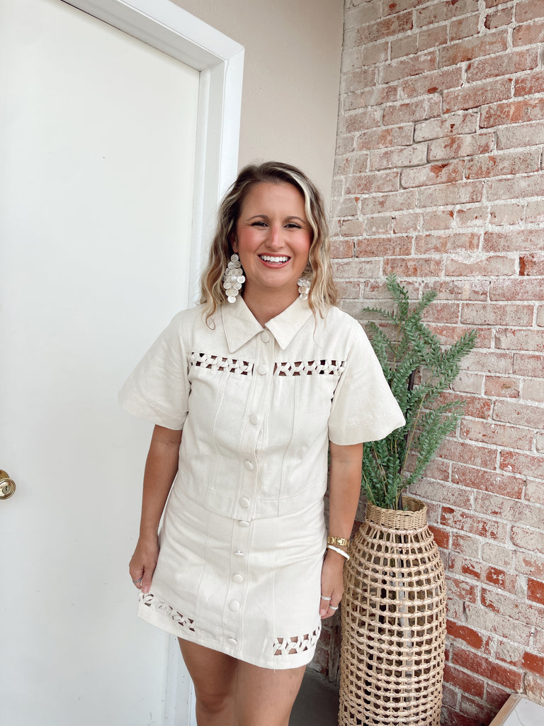 Ivory Buttons Set- Skirt