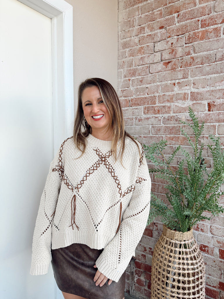 Braided Tassel Knit Sweater