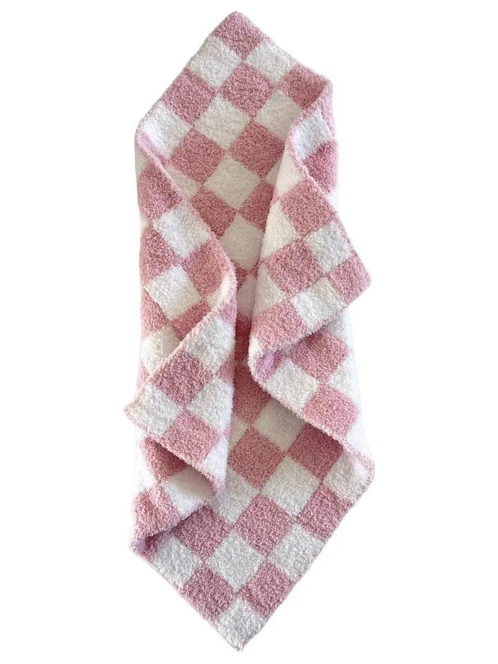 Checkered Mini Blanket in Strawberry