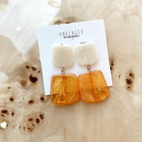 Color Block Two-tone Square Earrings in Orange