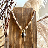 Marble Stone Multi Charm Necklace in Black