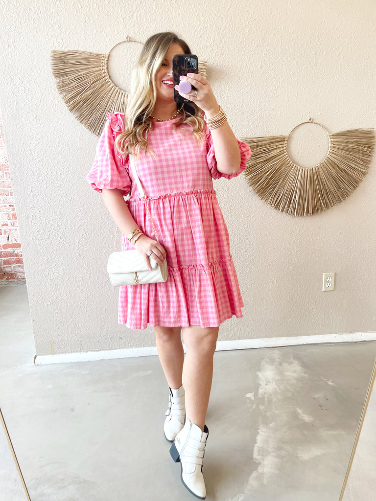 Pink Plaid Gingham Dress