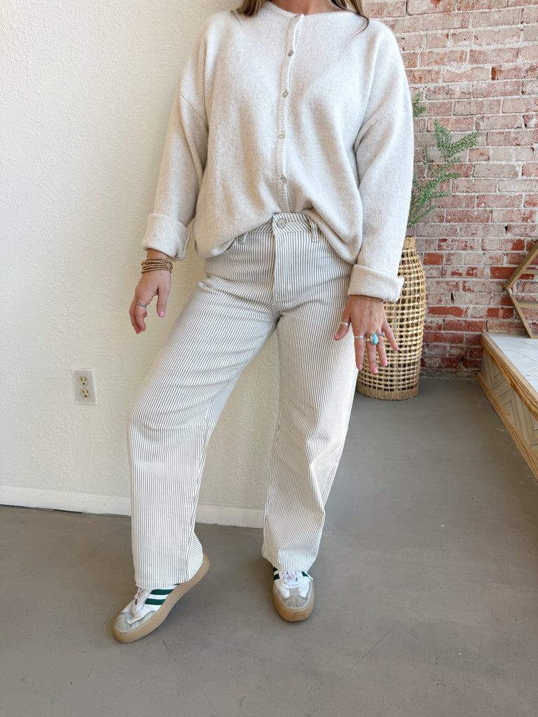 Kate Barrel Jeans in Olive Stripe