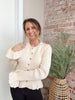 Ruffle Hem Ribbed Knit Sweater Cardigan