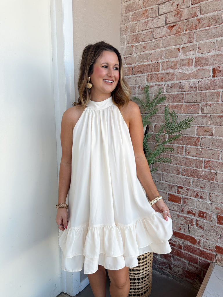 Ivory Escape Halter Dress