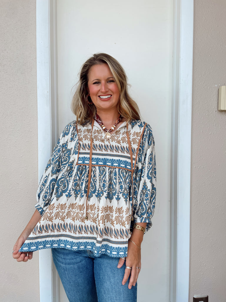 Tans and Blues Top