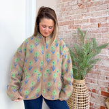 Mocha Floral Fleece Jacket
