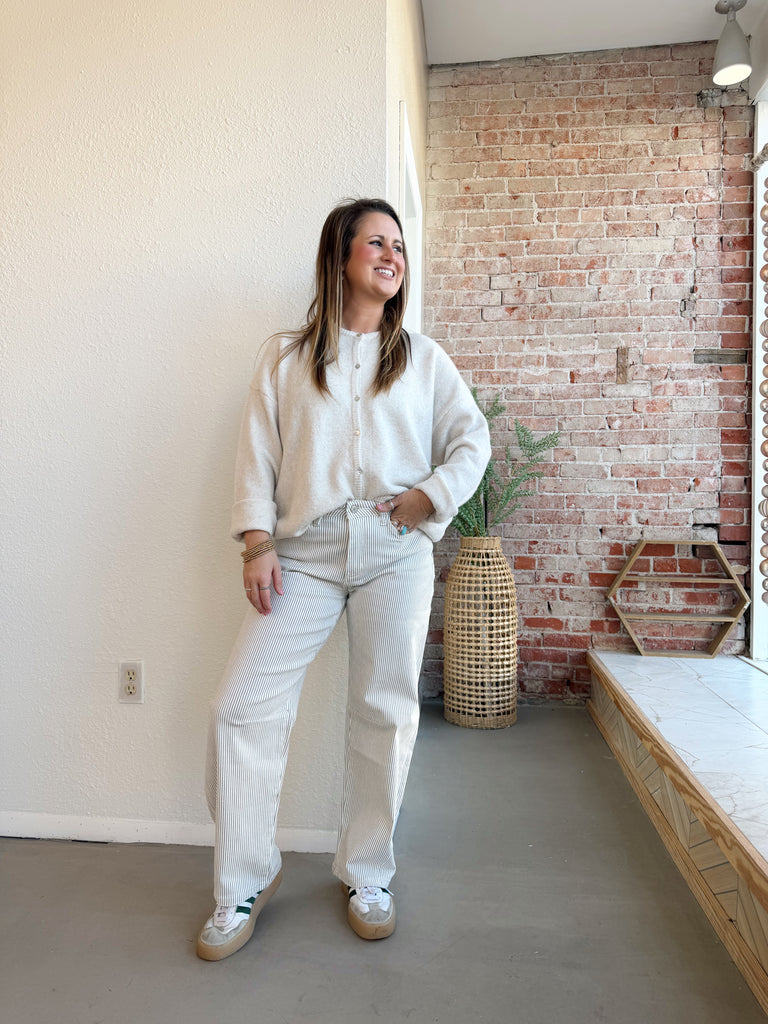 Kate Barrel Jeans in Olive Stripe