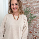 Layered Color Coated Chain & Cord Necklace in Brown