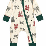 Country Christmas Bows Zip Jammies