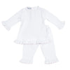 White & Pink Ruffle Pants Set