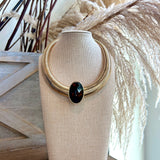 Patterned Stone Omega Chain Necklace Tortiose