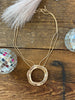 Chunky Organic Circle Pendant Necklace- Gold