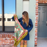 Crane Silk Fringe Scarf