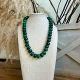 Marble Rondelle & CCB Ball Necklace - Green