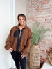 Colorblock Fleece Jacket in Brown