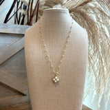 Clover Pendant Pearl Station Necklace