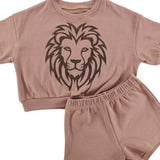 Brown Lion Shorts Set