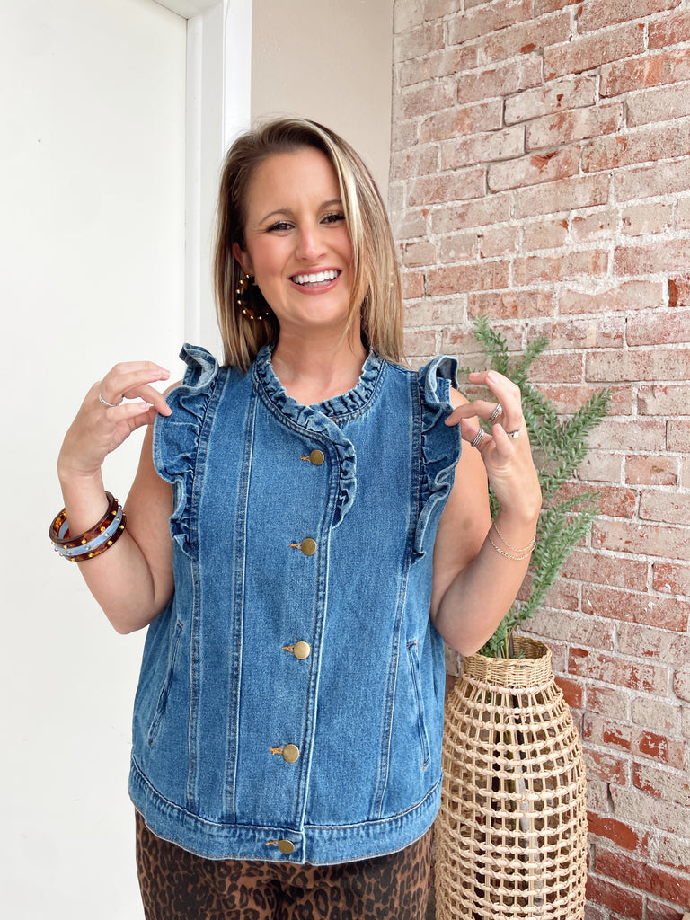 Denim Ruffled Vest