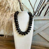 Geometric Rondelle & CCB Ball Necklace - Brown