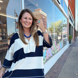 Marble Pebble Stone Necklace in Royal Blue