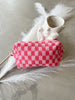 Checkered Cosmetic Bag in Pink