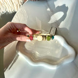 Faceted Round Stone & Textured Bracelet - Multi