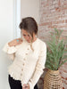 Ruffle Hem Ribbed Knit Sweater Cardigan