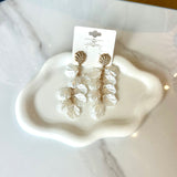 Fringe Shell Charm Long Earrings