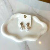 Ball Textured Pearl Dangle Earrings