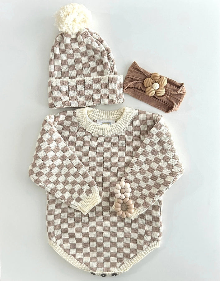 Checkered Knit Bodysuit