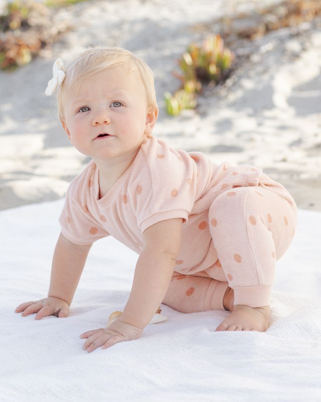 Quincy Mae Terry Tee Pant Set Polka Dot