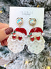 Heart Eyes Santa Earrings in Red