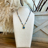 Framed Stone Bead Necklace- Blue/Multi