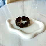 Resin Square Stretch Bracelet- Dark Brown
