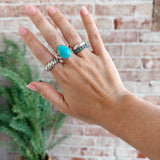 Turquoise 925 Sterling Silver Studded Ring