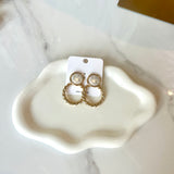 Rope Ring Round Pearl Earrings